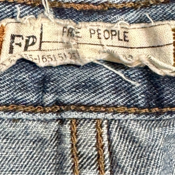 Free People Distressed High Rise Step Hem Button Fly Cutoff Frayed Hem Shorts - Picture 7 of 9